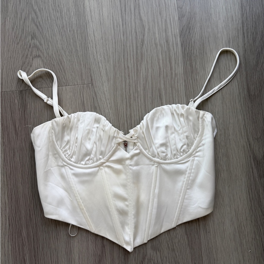 Women's White Silk Corset Top